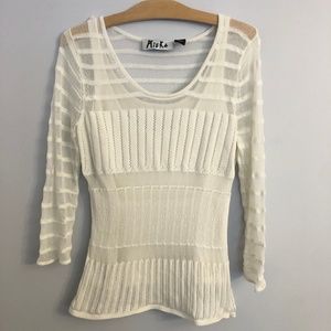 Mieka White Sparkle Sweater with Attached Camisole